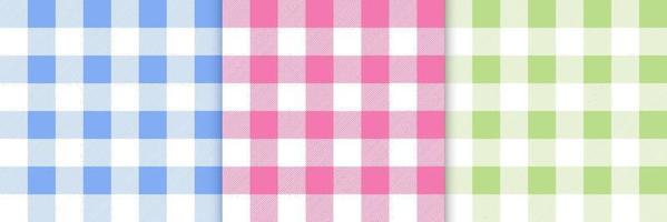 Plaid checkered gingham pattern set. Geometric pattern strip plaid background. Vector design