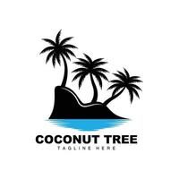 logotipo de árbol de coco, vector de árbol oceánico, diseño para plantillas, marca de producto, logotipo de objeto de turismo de playa