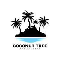 logotipo de árbol de coco, vector de árbol oceánico, diseño para plantillas, marca de producto, logotipo de objeto de turismo de playa