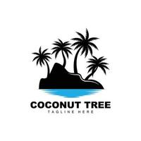 logotipo de árbol de coco, vector de árbol oceánico, diseño para plantillas, marca de producto, logotipo de objeto de turismo de playa