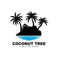 logotipo de árbol de coco, vector de árbol oceánico, diseño para plantillas, marca de producto, logotipo de objeto de turismo de playa