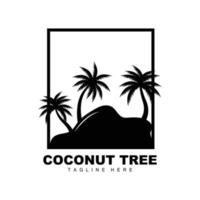 logotipo de árbol de coco, vector de árbol oceánico, diseño para plantillas, marca de producto, logotipo de objeto de turismo de playa