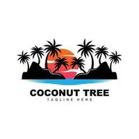 logotipo de árbol de coco, vector de árbol oceánico, diseño para plantillas, marca de producto, logotipo de objeto de turismo de playa