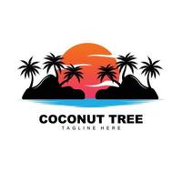 logotipo de árbol de coco, vector de árbol oceánico, diseño para plantillas, marca de producto, logotipo de objeto de turismo de playa