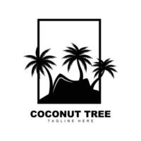 logotipo de árbol de coco, vector de árbol oceánico, diseño para plantillas, marca de producto, logotipo de objeto de turismo de playa