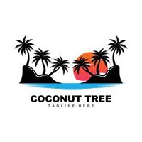 logotipo de árbol de coco, vector de árbol oceánico, diseño para plantillas, marca de producto, logotipo de objeto de turismo de playa