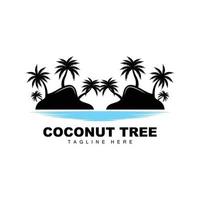 logotipo de árbol de coco, vector de árbol oceánico, diseño para plantillas, marca de producto, logotipo de objeto de turismo de playa