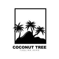 logotipo de árbol de coco, vector de árbol oceánico, diseño para plantillas, marca de producto, logotipo de objeto de turismo de playa