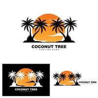 logotipo de árbol de coco, vector de árbol oceánico, diseño para plantillas, marca de producto, logotipo de objeto de turismo de playa