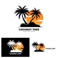 logotipo de árbol de coco, vector de árbol oceánico, diseño para plantillas, marca de producto, logotipo de objeto de turismo de playa