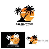 logotipo de árbol de coco, vector de árbol oceánico, diseño para plantillas, marca de producto, logotipo de objeto de turismo de playa