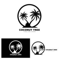 logotipo de árbol de coco, vector de árbol oceánico, diseño para plantillas, marca de producto, logotipo de objeto de turismo de playa