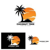 logotipo de árbol de coco, vector de árbol oceánico, diseño para plantillas, marca de producto, logotipo de objeto de turismo de playa