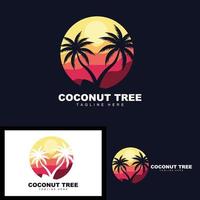 logotipo de árbol de coco, vector de árbol oceánico, diseño para plantillas, marca de producto, logotipo de objeto de turismo de playa