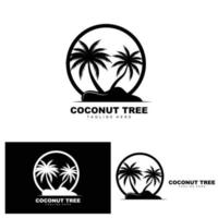 logotipo de árbol de coco, vector de árbol oceánico, diseño para plantillas, marca de producto, logotipo de objeto de turismo de playa