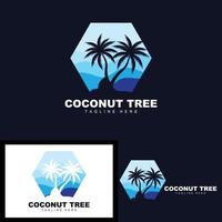 logotipo de árbol de coco, vector de árbol oceánico, diseño para plantillas, marca de producto, logotipo de objeto de turismo de playa