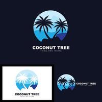 logotipo de árbol de coco, vector de árbol oceánico, diseño para plantillas, marca de producto, logotipo de objeto de turismo de playa