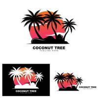 logotipo de árbol de coco, vector de árbol oceánico, diseño para plantillas, marca de producto, logotipo de objeto de turismo de playa