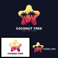 logotipo de árbol de coco, vector de árbol oceánico, diseño para plantillas, marca de producto, logotipo de objeto de turismo de playa