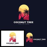 logotipo de árbol de coco, vector de árbol oceánico, diseño para plantillas, marca de producto, logotipo de objeto de turismo de playa