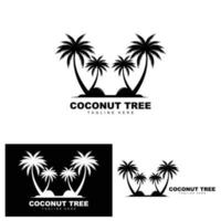 logotipo de árbol de coco, vector de árbol oceánico, diseño para plantillas, marca de producto, logotipo de objeto de turismo de playa