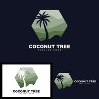 logotipo de árbol de coco, vector de árbol oceánico, diseño para plantillas, marca de producto, logotipo de objeto de turismo de playa