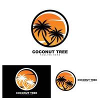 logotipo de árbol de coco, vector de árbol oceánico, diseño para plantillas, marca de producto, logotipo de objeto de turismo de playa