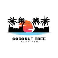 logotipo de árbol de coco, vector de árbol oceánico, diseño para plantillas, marca de producto, logotipo de objeto de turismo de playa