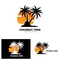 logotipo de árbol de coco, vector de árbol oceánico, diseño para plantillas, marca de producto, logotipo de objeto de turismo de playa