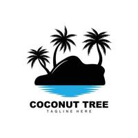 logotipo de árbol de coco, vector de árbol oceánico, diseño para plantillas, marca de producto, logotipo de objeto de turismo de playa