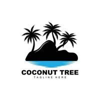 logotipo de árbol de coco, vector de árbol oceánico, diseño para plantillas, marca de producto, logotipo de objeto de turismo de playa