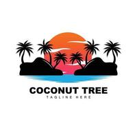 logotipo de árbol de coco, vector de árbol oceánico, diseño para plantillas, marca de producto, logotipo de objeto de turismo de playa