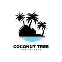 logotipo de árbol de coco, vector de árbol oceánico, diseño para plantillas, marca de producto, logotipo de objeto de turismo de playa