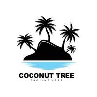 logotipo de árbol de coco, vector de árbol oceánico, diseño para plantillas, marca de producto, logotipo de objeto de turismo de playa