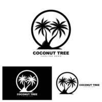 logotipo de árbol de coco, vector de árbol oceánico, diseño para plantillas, marca de producto, logotipo de objeto de turismo de playa