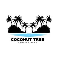 logotipo de árbol de coco, vector de árbol oceánico, diseño para plantillas, marca de producto, logotipo de objeto de turismo de playa