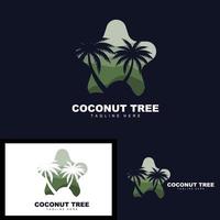 logotipo de árbol de coco, vector de árbol oceánico, diseño para plantillas, marca de producto, logotipo de objeto de turismo de playa