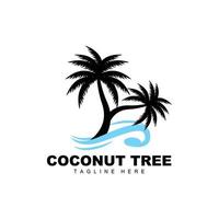 Coconut Tree Logo, Ocean Tree Vector, Design For Templates, Product Branding, Beach Tourism Object Logo vector