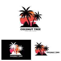 logotipo de árbol de coco, vector de árbol oceánico, diseño para plantillas, marca de producto, logotipo de objeto de turismo de playa