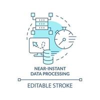 Near instant data processing turquoise concept icon. Processing data abstract idea thin line illustration. Isolated outline drawing. Editable stroke. Arial, Myriad Pro-Bold fonts used vector