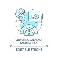 Lowering backend failures risk turquoise concept icon. Improve digital productivity abstract idea thin line illustration. Isolated outline drawing. Editable stroke. Arial, Myriad Pro-Bold fonts used vector