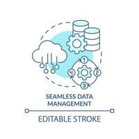 Seamless data management turquoise concept icon. AI in information governance abstract idea thin line illustration. Isolated outline drawing. Editable stroke. Arial, Myriad Pro-Bold fonts used vector