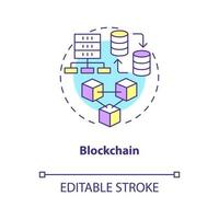 Blockchain concept icon. Digital information. Data science technology abstract idea thin line illustration. Isolated outline drawing. Editable stroke. Arial, Myriad Pro-Bold fonts used vector