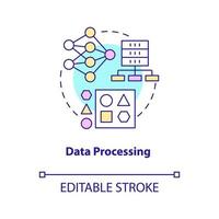 Data processing concept icon. Virtual operation. Work with digital information stage abstract idea thin line illustration. Isolated outline drawing. Editable stroke. Arial, Myriad Pro-Bold fonts used vector
