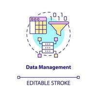 Data management concept icon. Digital service. Information processing stage abstract idea thin line illustration. Isolated outline drawing. Editable stroke. Arial, Myriad Pro-Bold fonts used vector