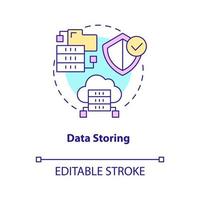 Data storing concept icon. Cloud storage. Virtual information processing abstract idea thin line illustration. Isolated outline drawing. Editable stroke. Arial, Myriad Pro-Bold fonts used vector