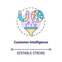 Customer intelligence concept icon. AI and data science solution for business abstract idea thin line illustration. Isolated outline drawing. Editable stroke. Arial, Myriad Pro-Bold fonts used vector