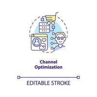 Channel optimization concept icon. Business digitization. Data science in marketing abstract idea thin line illustration. Isolated outline drawing. Editable stroke. Arial, Myriad Pro-Bold fonts used vector