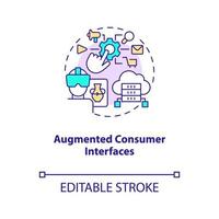 Augmented consumer interfaces concept icon. AI and data science solution for business abstract idea thin line illustration. Isolated outline drawing. Editable stroke. Arial, Myriad Pro-Bold fonts used vector