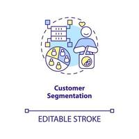 Customer segmentation concept icon. Virtual algorithm. Data science in marketing abstract idea thin line illustration. Isolated outline drawing. Editable stroke. Arial, Myriad Pro-Bold fonts used vector